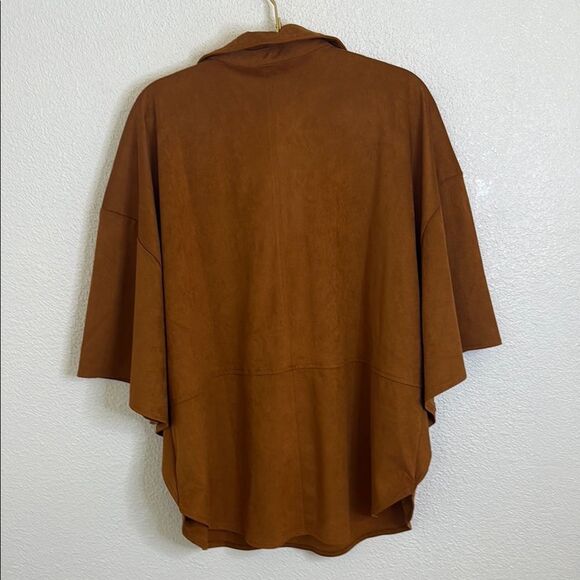 Shade Brown Quarter-Zip dolman Poncho- Size large - Picture 5 of 6